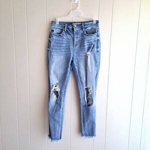 KanCan Women's Distressed Skinny Frayed Hem Ankle Jeans Blue Size 26
